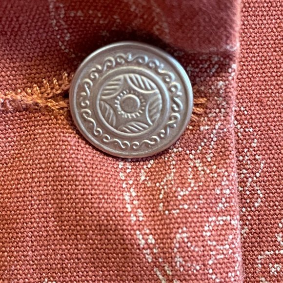 Jean Jacket Cabela's Sz Lg Cotton Dusty Rose Floral Paisley EUC Grandma-Core - Picture 4 of 11